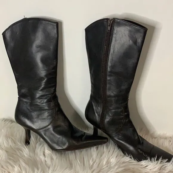 ANDREA RIVALTA BROWN LEATHER BOOTS SIZE 9‎