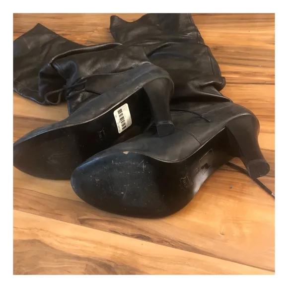 Anne Valerie Hash Leather Slouch Heeled Boots, Buttery Soft Leather, 38, 8