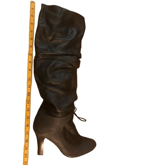 Anne Valerie Hash Leather Slouch Heeled Boots, Buttery Soft Leather, 38, 8