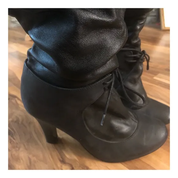 Anne Valerie Hash Leather Slouch Heeled Boots, Buttery Soft Leather, 38, 8