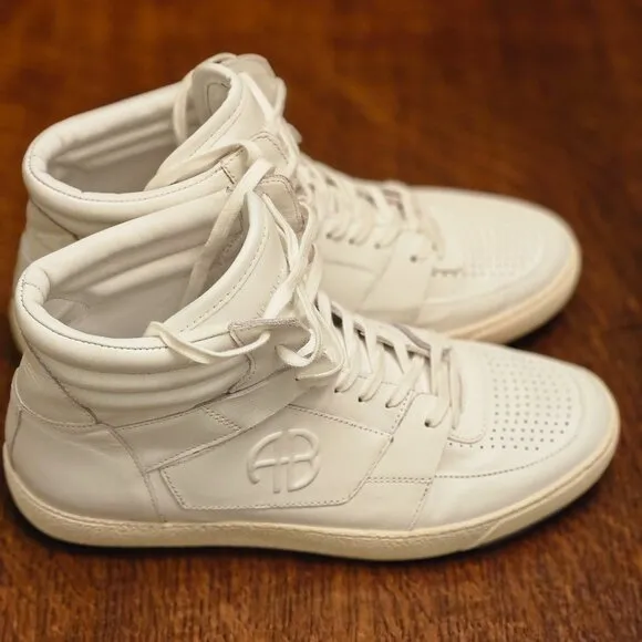 Annie Bing Hayden White Leather High Top Sneakers. US Size 9