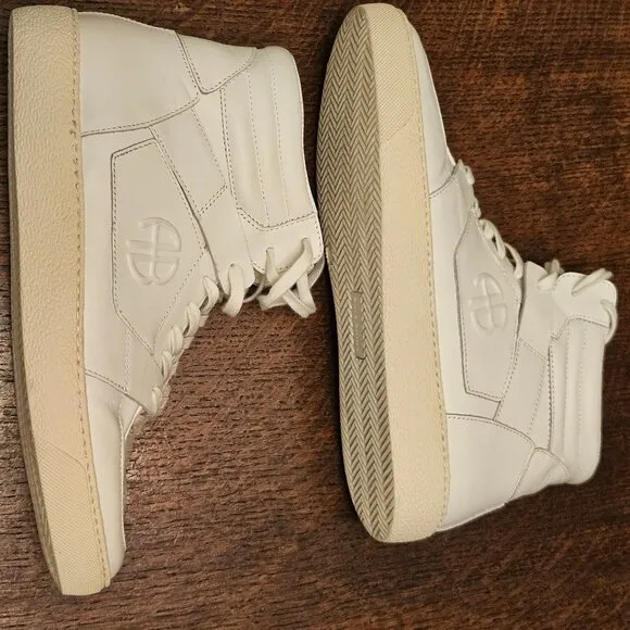 Annie Bing Hayden White Leather High Top Sneakers. US Size 9