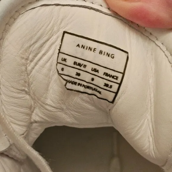 Annie Bing Hayden White Leather High Top Sneakers. US Size 9