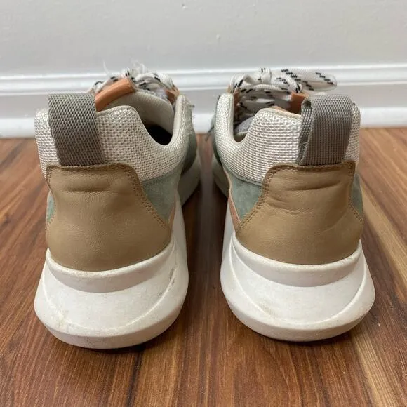 ANTHROPOLOGIE Green Tan Harper Platform Sneaker