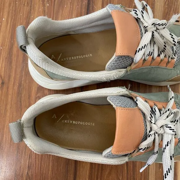 ANTHROPOLOGIE Green Tan Harper Platform Sneaker