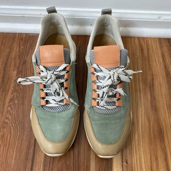 ANTHROPOLOGIE Green Tan Harper Platform Sneaker