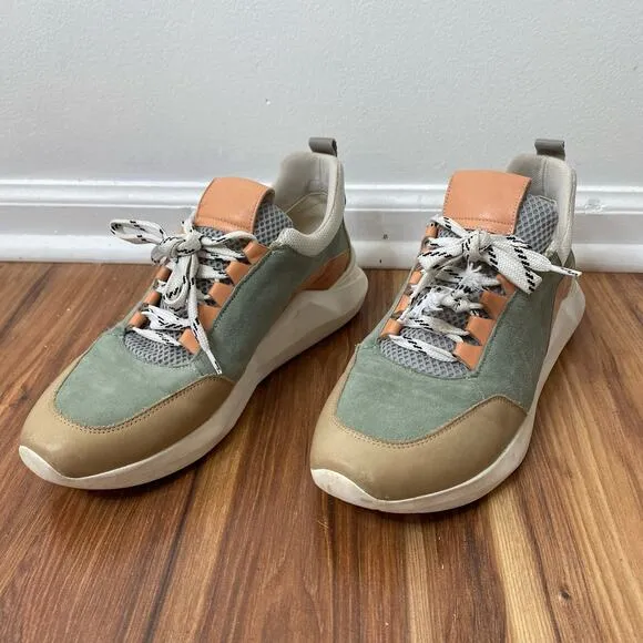ANTHROPOLOGIE Green Tan Harper Platform Sneaker