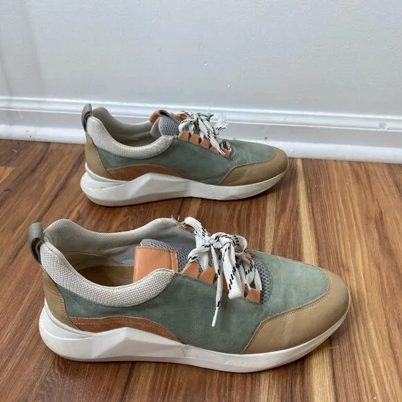 ANTHROPOLOGIE Green Tan Harper Platform Sneaker