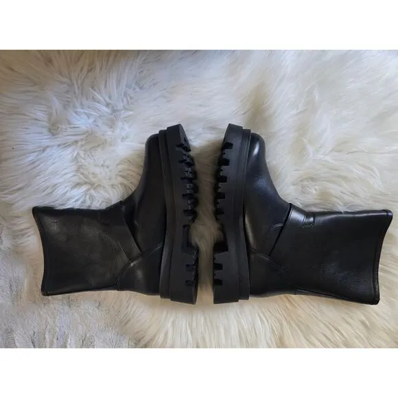 Anthropologie Maeve Black Leather Moto Boots - EU39 (8.5 US-9.0)