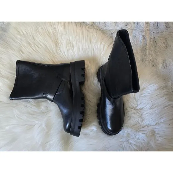 Anthropologie Maeve Black Leather Moto Boots - EU39 (8.5 US-9.0)