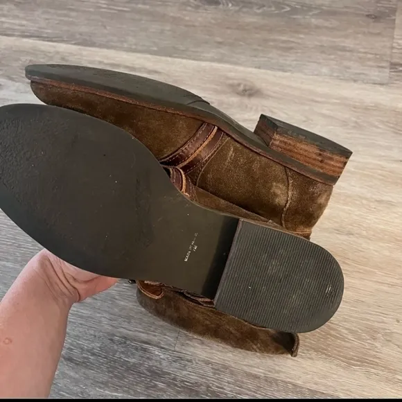 Anthropologie Matisse Prospector Leather Suede Boots size 7 Buckle Detail slouch