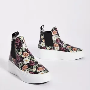 Anthropologie-P448 Floral High-Top Platform Sneakers
