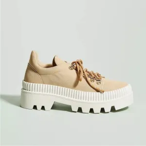 Anthropologie Silent D Tan Hiker Sneakers Platform Lace Up Womens Size 37 US 6.5