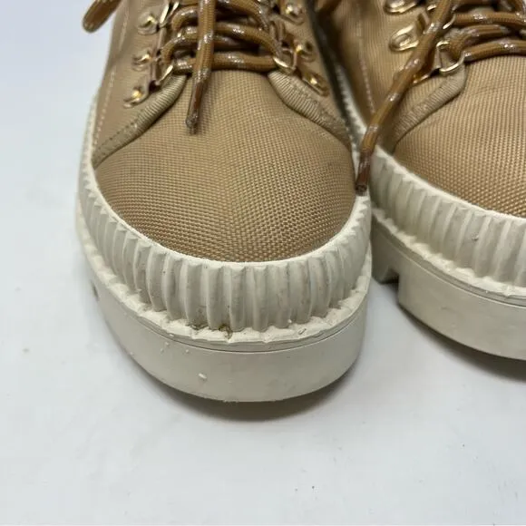 Anthropologie Silent D Tan Hiker Sneakers Platform Lace Up Womens Size 37 US 6.5