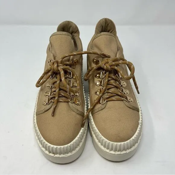Anthropologie Silent D Tan Hiker Sneakers Platform Lace Up Womens Size 37 US 6.5