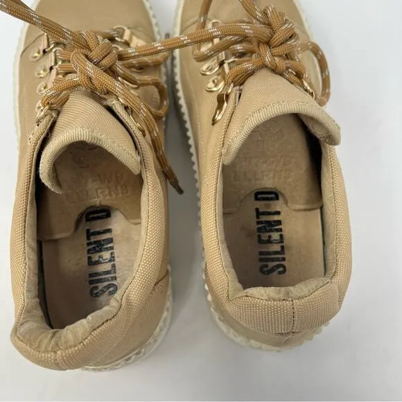 Anthropologie Silent D Tan Hiker Sneakers Platform Lace Up Womens Size 37 US 6.5