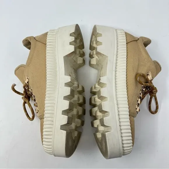 Anthropologie Silent D Tan Hiker Sneakers Platform Lace Up Womens Size 37 US 6.5