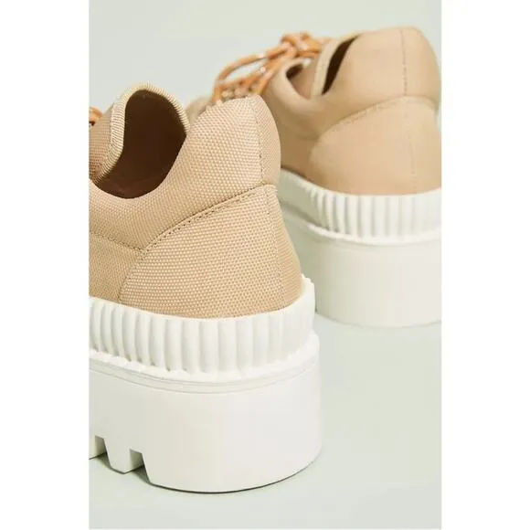 Anthropologie Silent D Tan Hiker Sneakers Platform Lace Up Womens Size 37 US 6.5