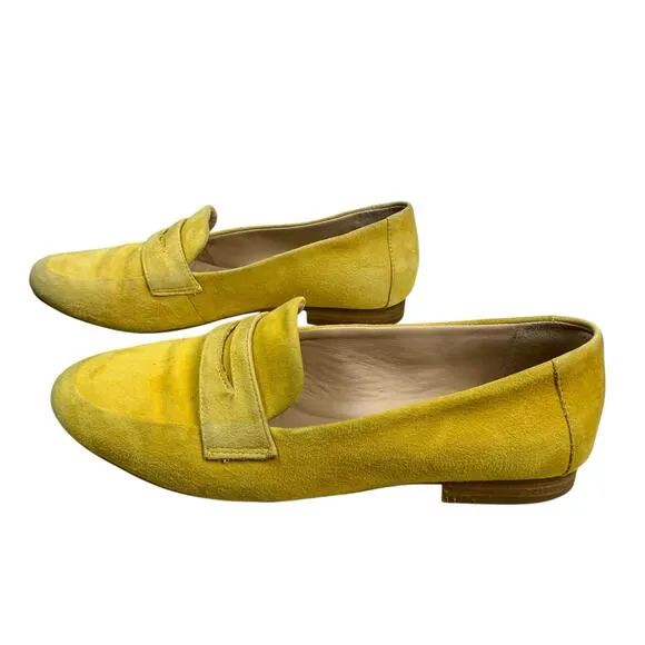 Antonio Melani Mustard Yellow Suede Slip-On Penny Loafers- Size 8M
