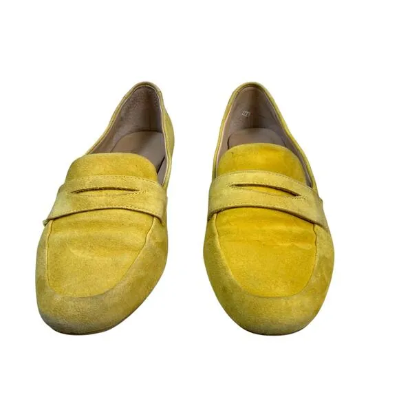 Antonio Melani Mustard Yellow Suede Slip-On Penny Loafers- Size 8M