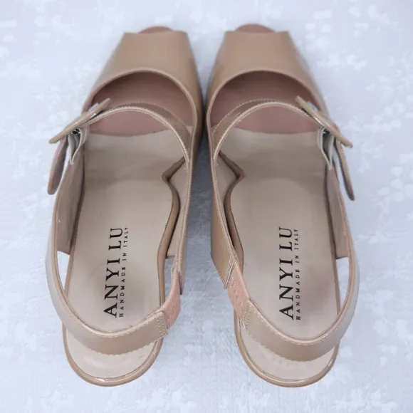 ANYI LU Tulip Slingback Peep-Toe Pumps EU 39