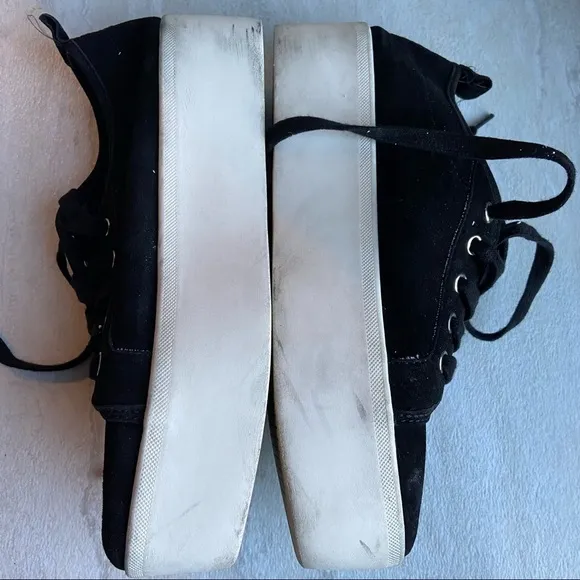 Aqua black white piper suede platform sneakers size 9