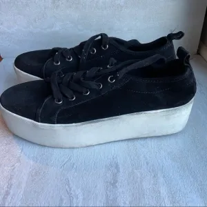 Aqua black white piper suede platform sneakers size 9