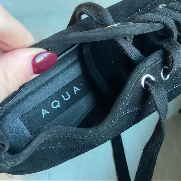 Aqua black white piper suede platform sneakers size 9