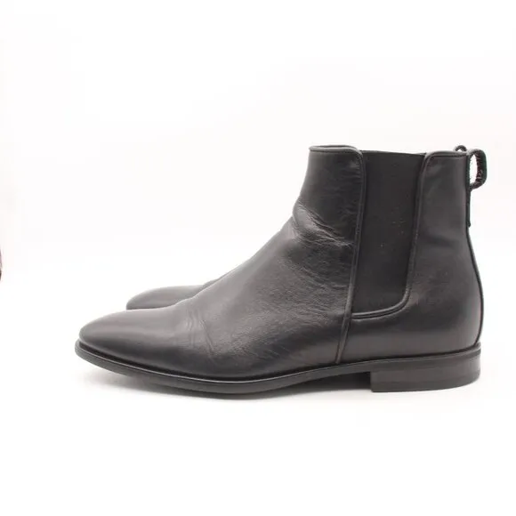 Aquatalia Adrian Chelsea Boots Men's Size UK 9 Black Leather Shoes Pull on Italy