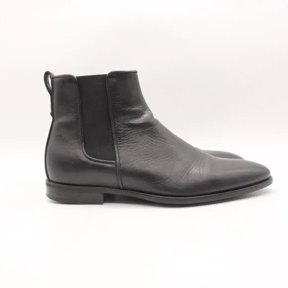 Aquatalia Adrian Chelsea Boots Men's Size UK 9 Black Leather Shoes Pull on Italy