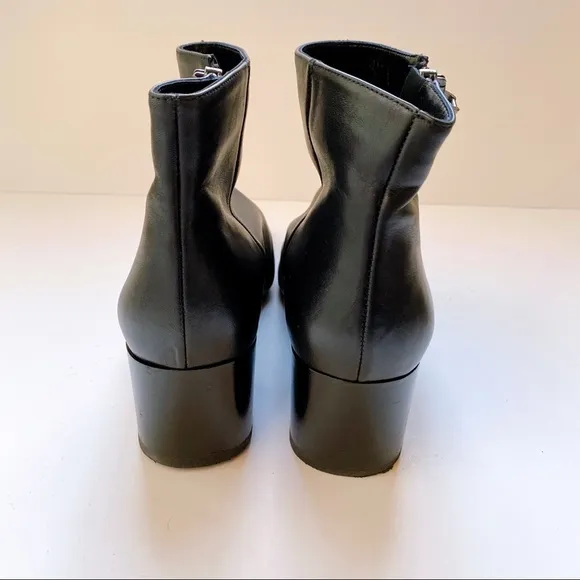 Aquatalia Cathryn Black Leather Block Heel Boots