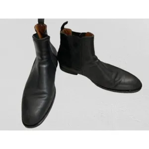 Aquatalia Chelsea Boots Men's Size 10.5 Black Leather Shoes Made in Italy