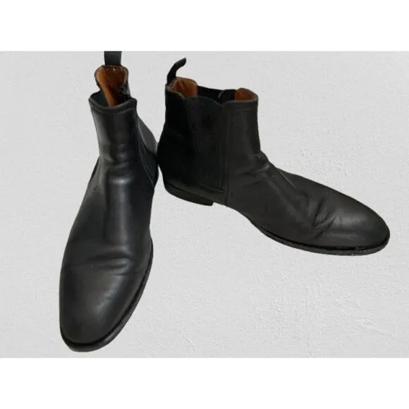 Aquatalia Chelsea Boots Men's Size 10.5 Black Leather Shoes Made in Italy
