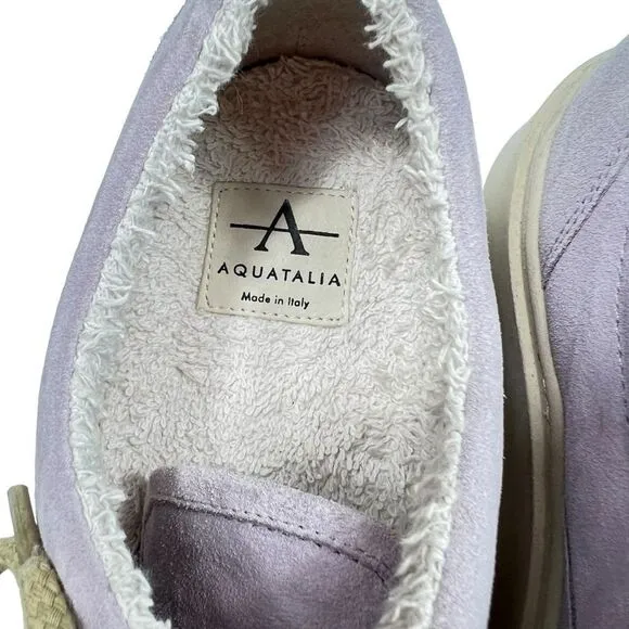 Aquatalia Lora Suede Lavender Platform Sneakers Size 8.5 38EU