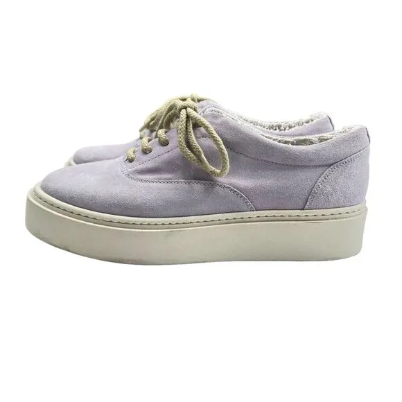 Aquatalia Lora Suede Lavender Platform Sneakers Size 8.5 38EU