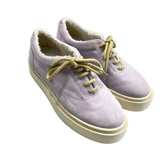 Aquatalia Lora Suede Lavender Platform Sneakers Size 8.5 38EU