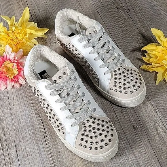 Aqua Tess Lace up Embellished Sneakers Sz 8.5