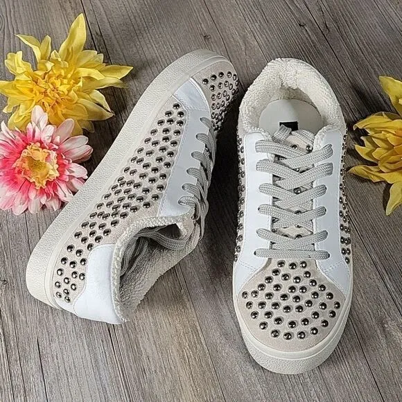 Aqua Tess Lace up Embellished Sneakers Sz 8.5