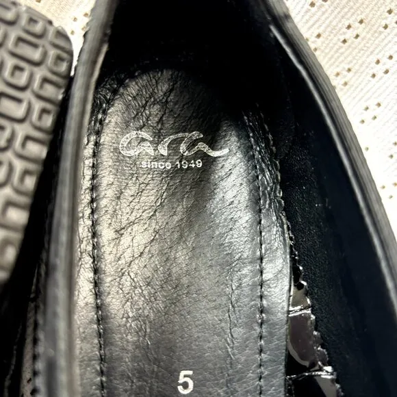 Ara Rachel‎ Black Patent Leather Size 5 Women’s Slip-On Loafers Shoes
