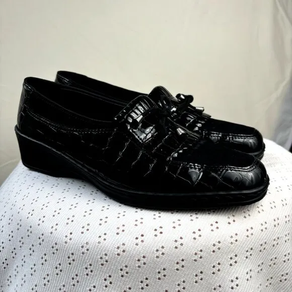 Ara Rachel‎ Black Patent Leather Size 5 Women’s Slip-On Loafers Shoes