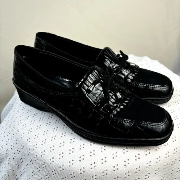 Ara Rachel‎ Black Patent Leather Size 5 Women’s Slip-On Loafers Shoes
