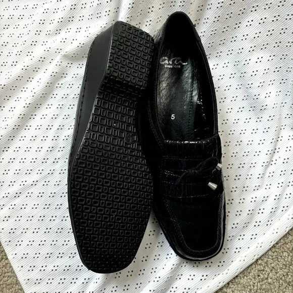 Ara Rachel‎ Black Patent Leather Size 5 Women’s Slip-On Loafers Shoes