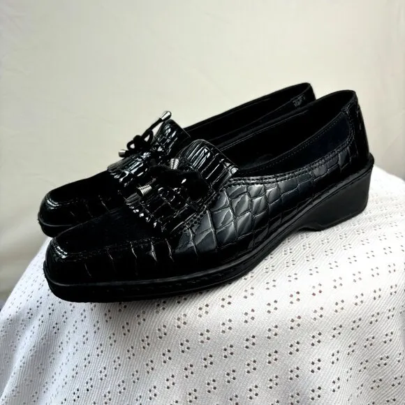 Ara Rachel‎ Black Patent Leather Size 5 Women’s Slip-On Loafers Shoes