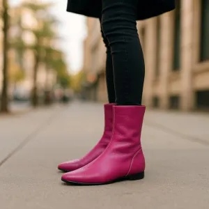 Arche Women's Leather Boots Bright Pink size 7 Sock Boots