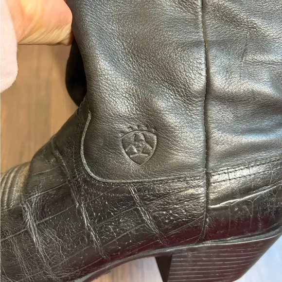 Ariat Black Leather Slouch Cowboy Boots