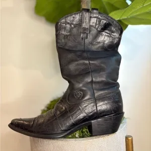 Ariat Black Leather Slouch Cowboy Boots
