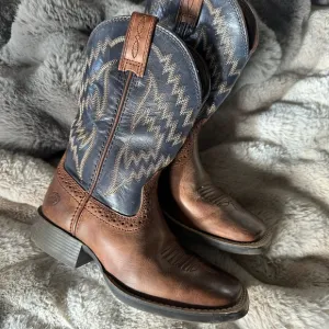 Ariat Brown and Blue Cowboy Boots