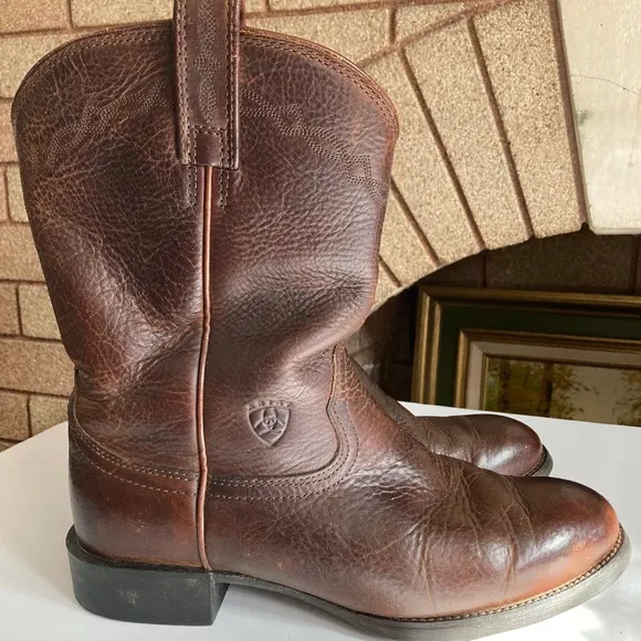 Ariat Brown Leather Roper Boots Men’s 9