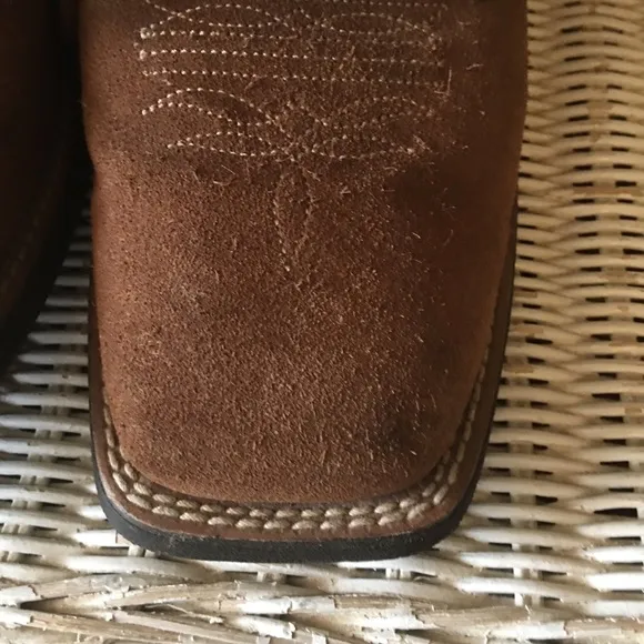 Ariat Brown Suede Fringe Square Toe Cowgirl Boots Size  9 1/2 B