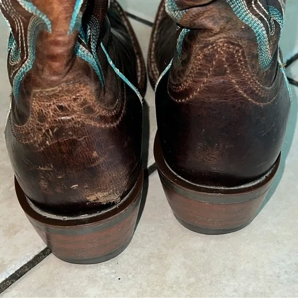 Ariat Caballera women’s leather brown/turquoise cowgirl boots # 1007852 Sz 6 1/2